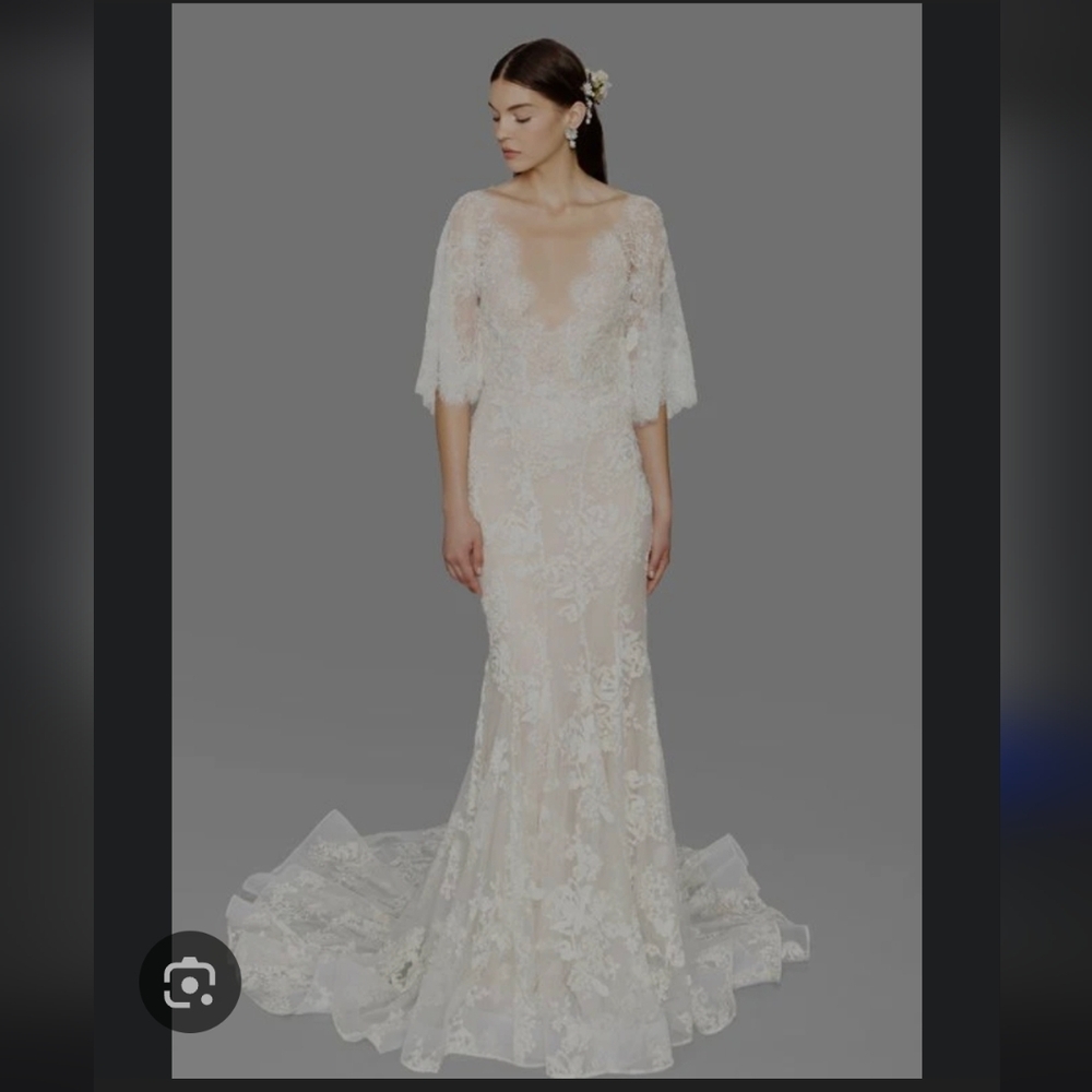 Marchesa Essence Blush Elegant Lace Wedding Gown